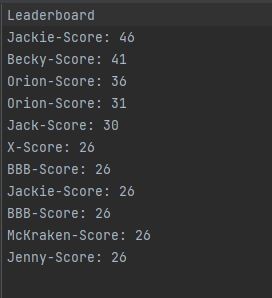 A leaderboard for the hangman game